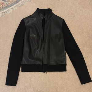 Vintage Banana Republic Goat Leather Wool Ribbed Y2K Bomber Jacket